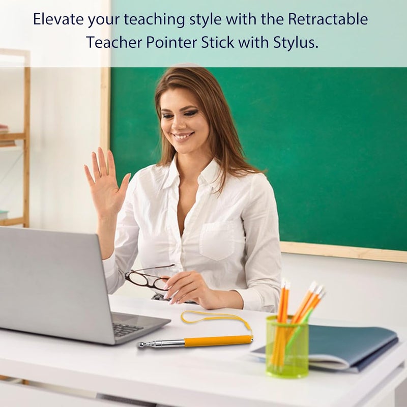 lyforx Retractable Teacher Pointer 𝟑𝟗.𝟓'', Pointer Stick with 𝗦𝘁𝘆𝗹𝘂𝘀 Smooth Sensitive Tablet Pen Stylus Pen, Teacher Coach Presenter Pointer Orange - Image 5